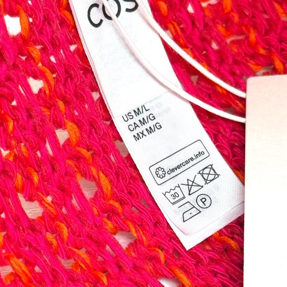 COS Crochet Knitted Cotton Blend Open Weave Bucket Hat Womens M L 60cm Pink NEW - Picture 3 of 5